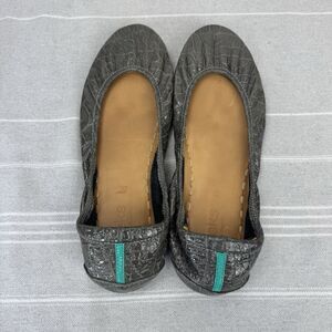 Tieks Gavrieli Leather Ballet Flats Slip On Shoes Foldable Slate Grey Croc 10